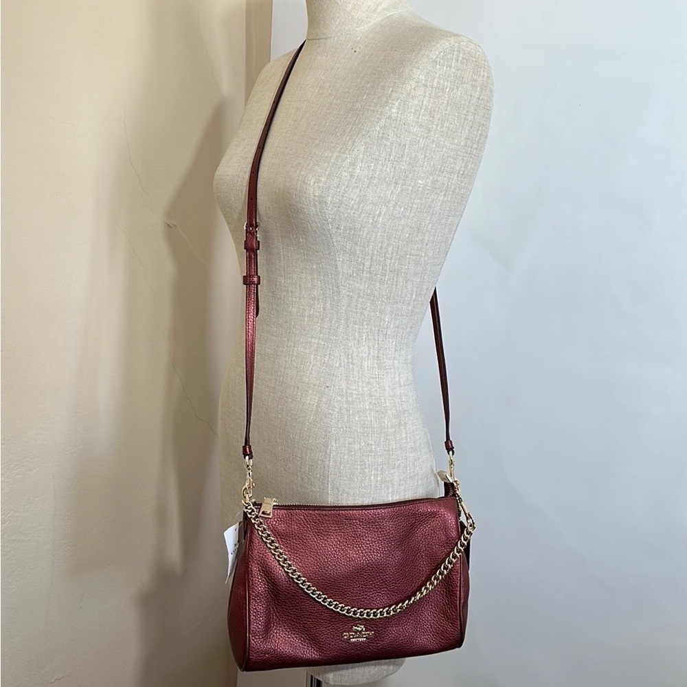 Coach CARRIE CROSSBODY IN METALLIC LEATHER - Picture 7 of 14